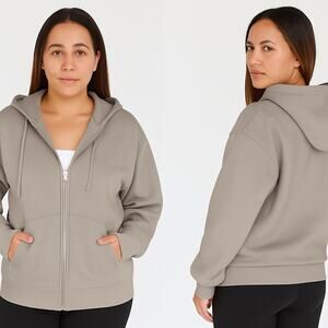 Women’s XL Zip Up Hoodie Sweatshirt Causal Jacket Nutmeg